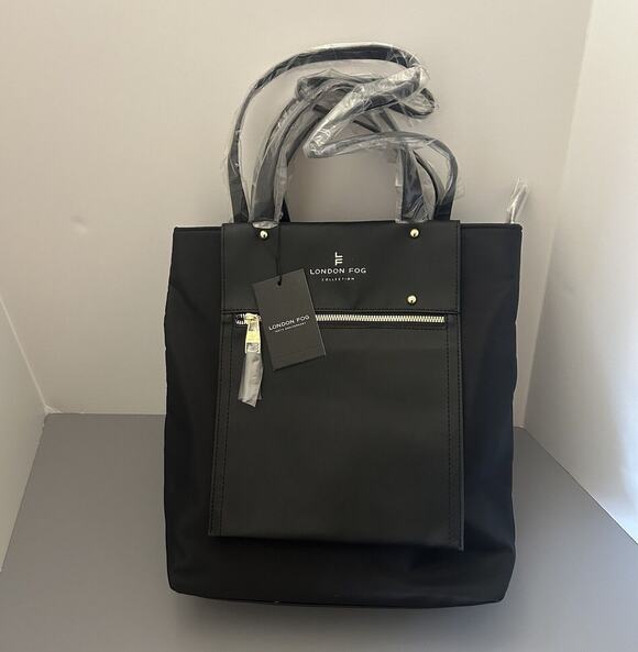London Fog Handbags - London Fog Nordic Multimedia Tote Black Medium Bag Purse